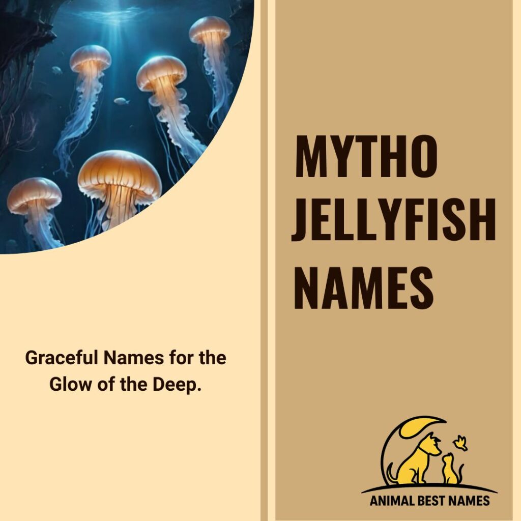 A mystical and glowing jellyfish drifting in deep ocean waters, perfect for inspiring mythical and magical names for jellyfish or pets.