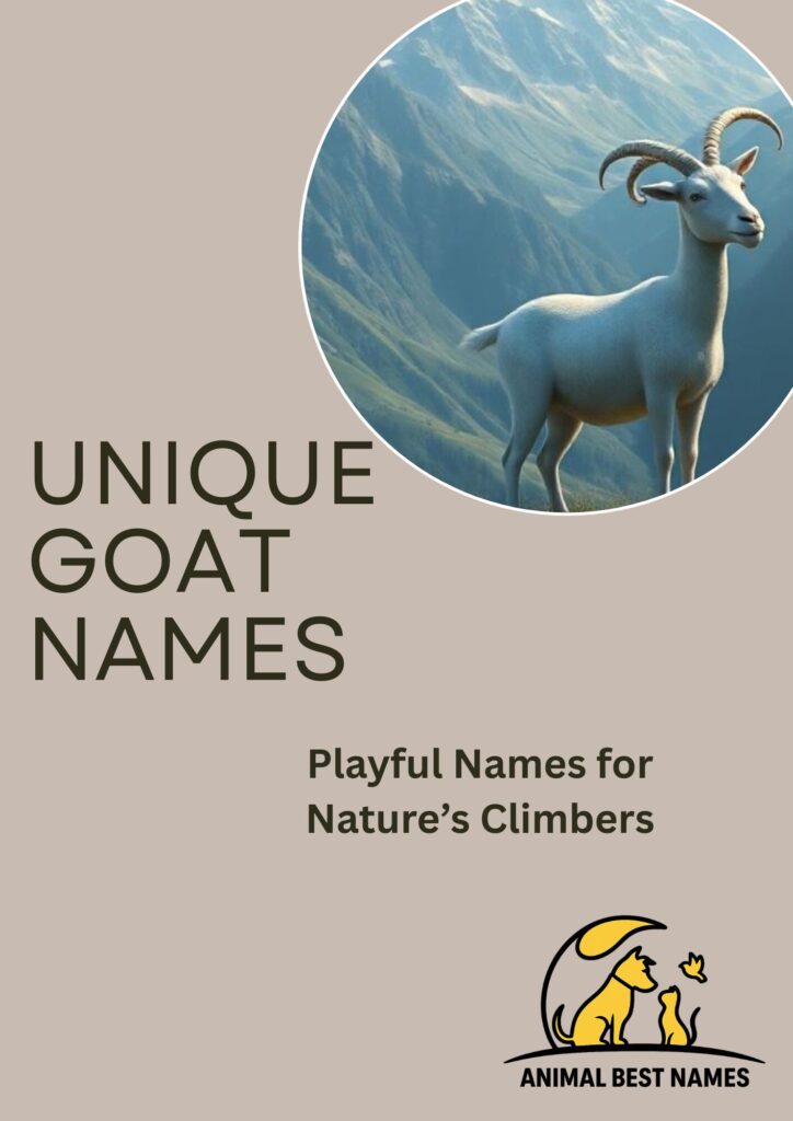 A rare and charming goat standing on a grassy hill, perfect for inspiring unique and special names for goats or pets.