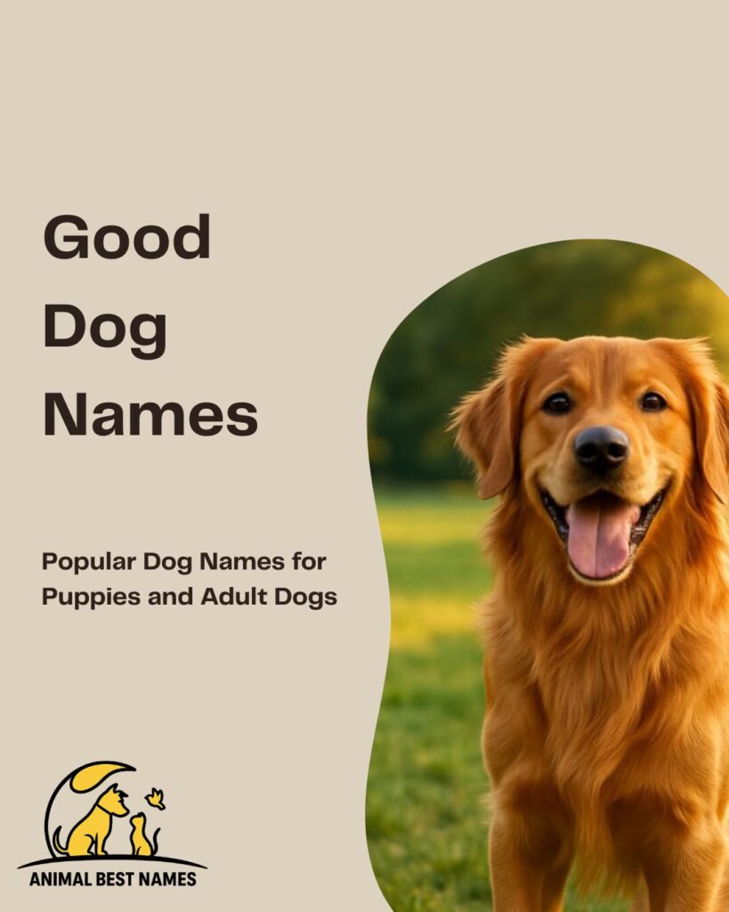 Good dog names that reflect positive traits, charm, and friendly personality.