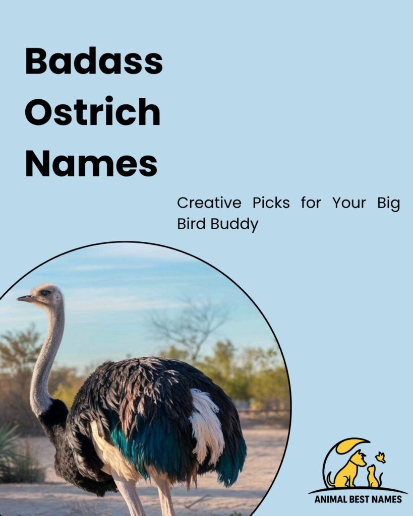 Badass ostrich names featuring strong and fierce name options for ostriches.