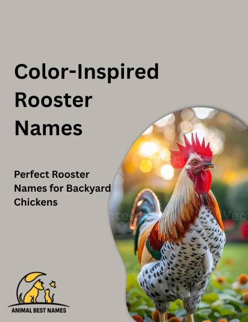 Vibrant rooster with brightly colored feathers in red, gold, and green, standing proudly on a wooden fence in a sunny farmyard.