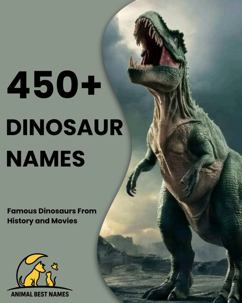 Large dinosaur standing in a prehistoric landscape with ferns, rocks, and distant mountains under a bright sky.