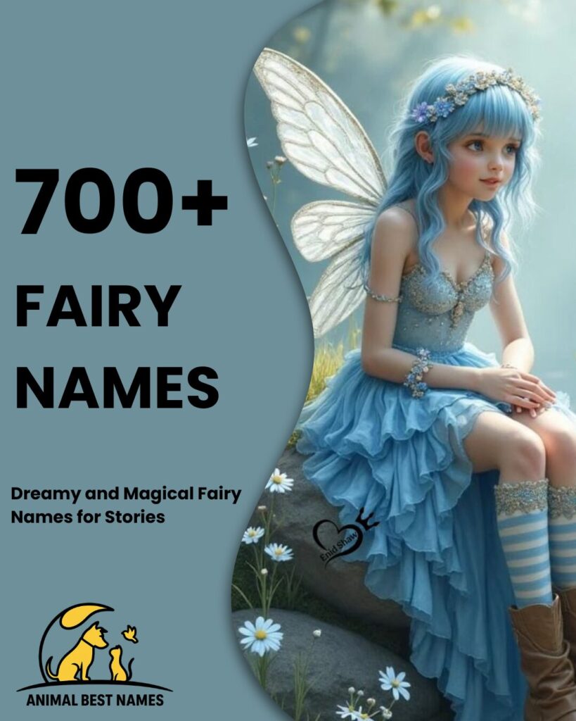 Fairy-themed homepage layout with a glowing fairy banner, sparkling wings, and neatly arranged name sections below.