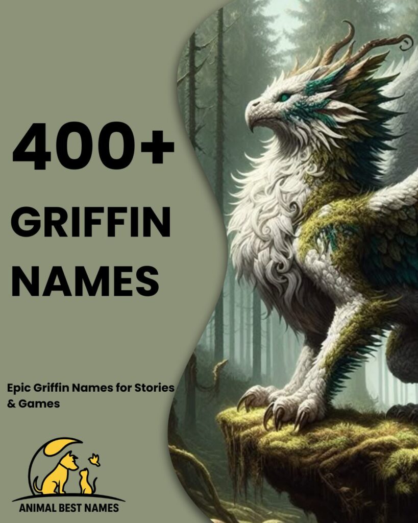 Griffin-themed homepage layout with a majestic griffin banner, soaring wings, and neatly arranged name sections below.