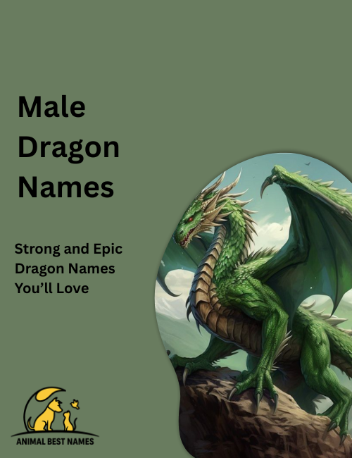 Strong male dragon with muscular build, sharp horns, and intense eyes, standing firmly with folded wings in a dramatic fantasy scene.