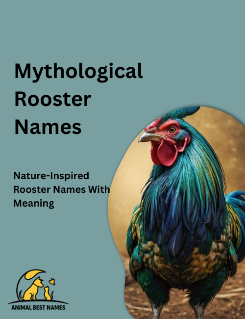 Majestic rooster with glowing eyes and ornate, fiery plumage, standing on a mystical pedestal surrounded by swirling mist.
