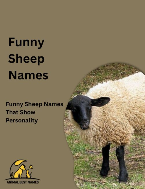 Cartoon sheep with extra fluffy wool, wide silly eyes, and a playful grin, standing in a bright grassy field.