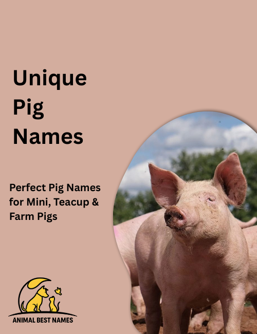 Distinctive pig with unusual markings and bright curious eyes, standing in a green countryside field.