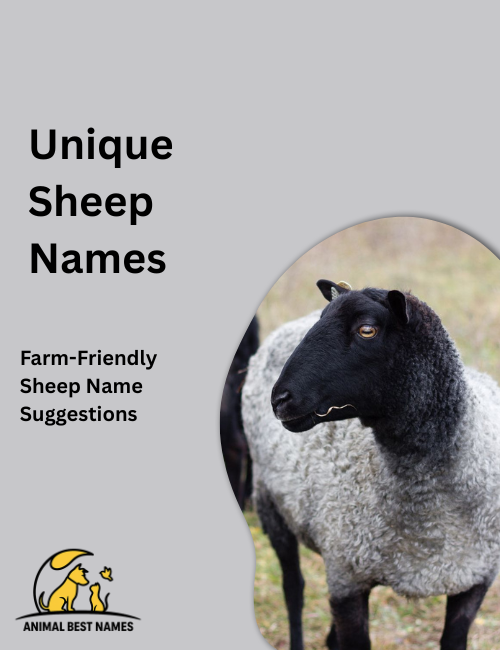 Distinctive sheep with unusual wool patterns and bright eyes, standing in a scenic countryside meadow, representing unique sheep names.