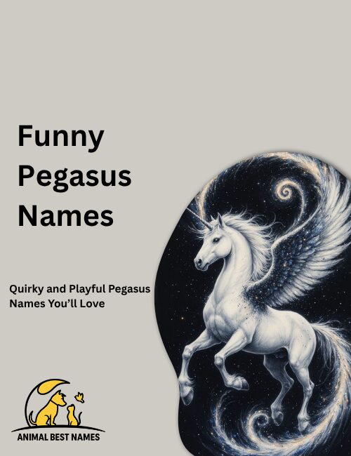 Cartoon Pegasus with exaggerated wings, silly expression, and a playful rainbow mane, flying clumsily through a bright sky.