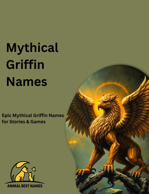 Mythical griffin with glowing feathers and ancient lion body, standing in a legendary enchanted realm filled with mist and light.