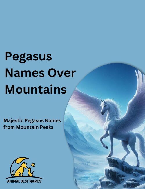 Majestic Pegasus flying over tall snowy mountains with wide wings spread against a bright sky.
