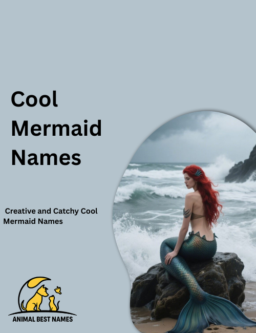 Stylish mermaid with a sleek shimmering tail and confident pose, swimming through a deep blue ocean with glowing light.